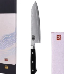 Sale Hashi Damascus Santoku Kniv 18 cm, Pakkatræ Japanske Knive