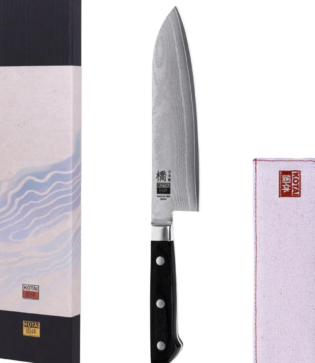 Sale Hashi Damascus Santoku Kniv 18 cm, Pakkatræ Japanske Knive