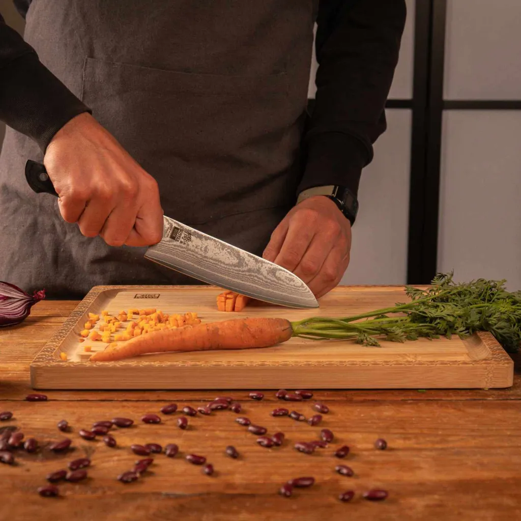 Sale Hashi Damascus Santoku Kniv 18 cm, Pakkatræ Japanske Knive