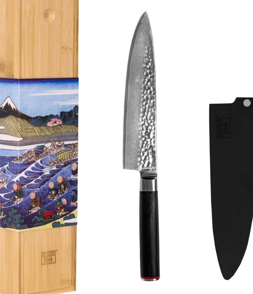 KOTAI Japanske Knive > Pakka Damascus Gyuto Kokkekniv 20 cm, Pakkatræ
