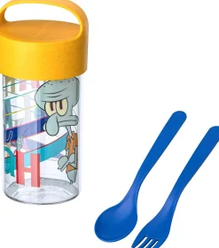 Clearance BUDDY Svampebob Blækward Snackboks/Drikkedunk m. Bestik 500 ml, Organic Honey Yellow Børn Drikkedunke Til Børn|Opbevaring Til Køkkenet