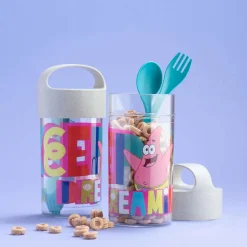 Børn Koziol Drikkedunke Til Børn|Opbevaring Til Køkkenet > BUDDY Svampebob Patrick Snackboks/Drikkedunk m. Bestik 500 ml, Organic Sand