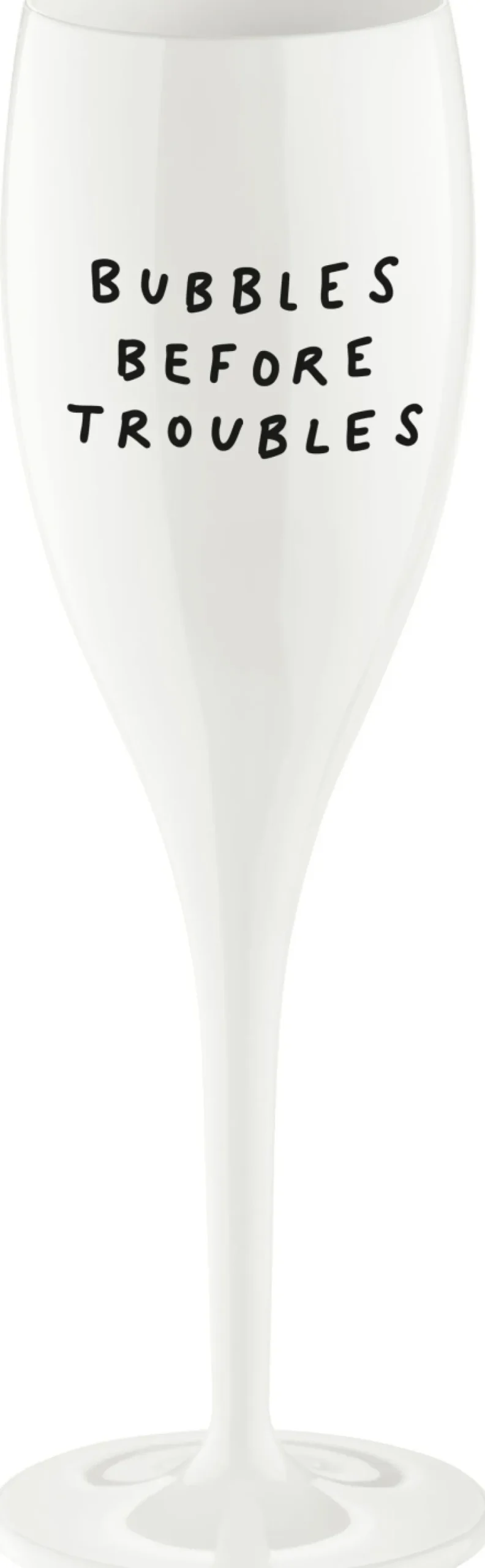 Best Koziol CHEERS No. 1 BUBBLES BEFORE TROUBLES Champagneglas 10 cl, Cotton White
