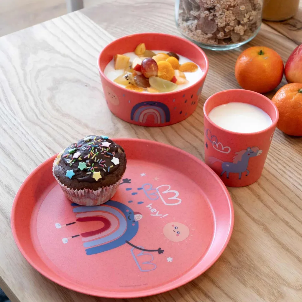 Outlet CONNECT Dreams Spisesæt, Organic Coral Red Børn Børnespisesæt