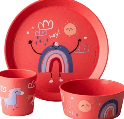 Outlet CONNECT Dreams Spisesæt, Organic Coral Red Børn Børnespisesæt