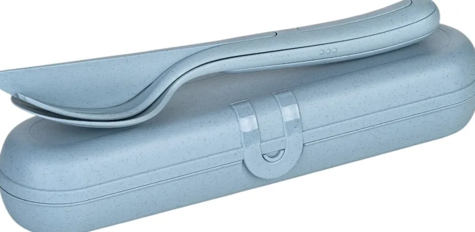 Koziol KLIKK Bestiksæt m. Etui, Nature Flower Blue