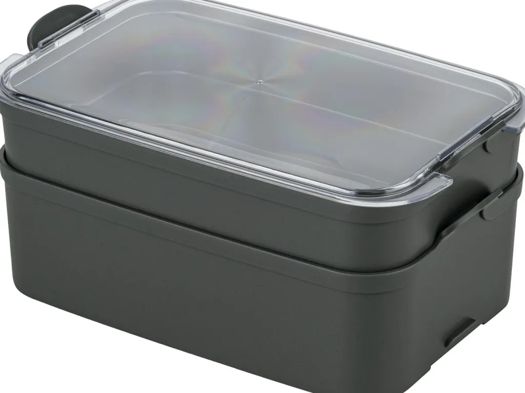 Koziol Opbevaring Til Køkkenet|Madkasser Og -Poser > STAKK BENTO BOX Opbevaringsboks 2 L, Nature Ash Grey/Crystal Clear