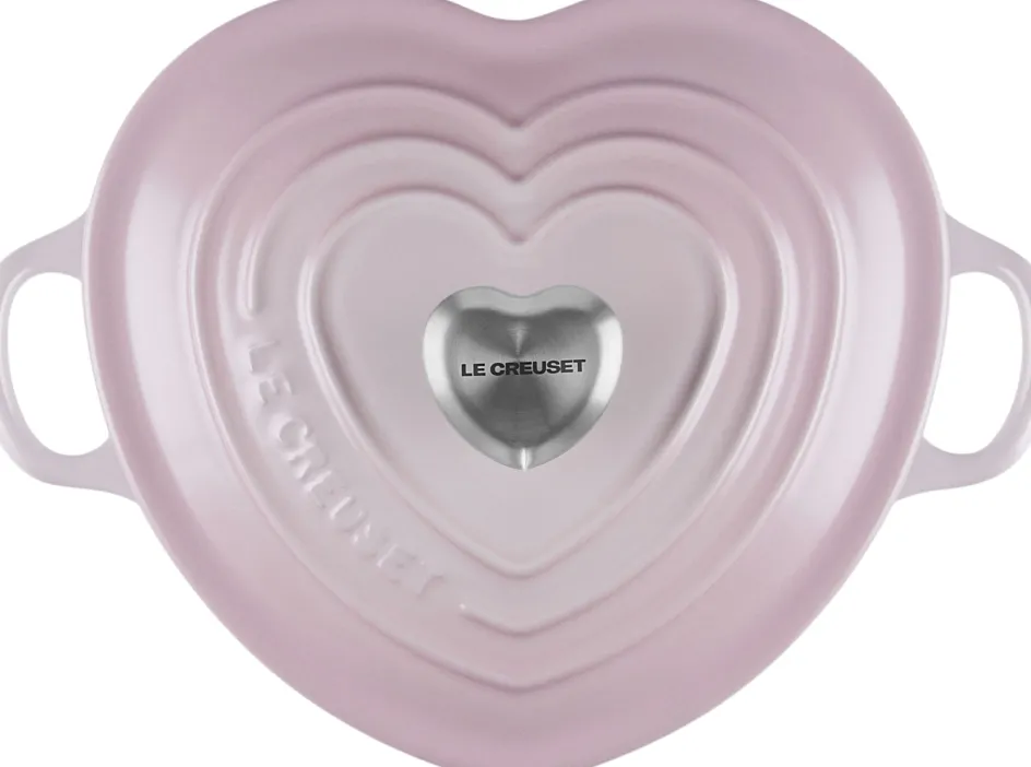 Discount Le Creuset Heart Signature Støbejernsbuffetgryde m. Hjerteformet Knop 20 cm/1 L, Shell Pink