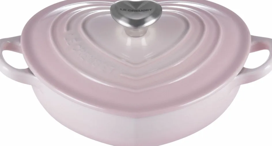 Discount Le Creuset Heart Signature Støbejernsbuffetgryde m. Hjerteformet Knop 20 cm/1 L, Shell Pink