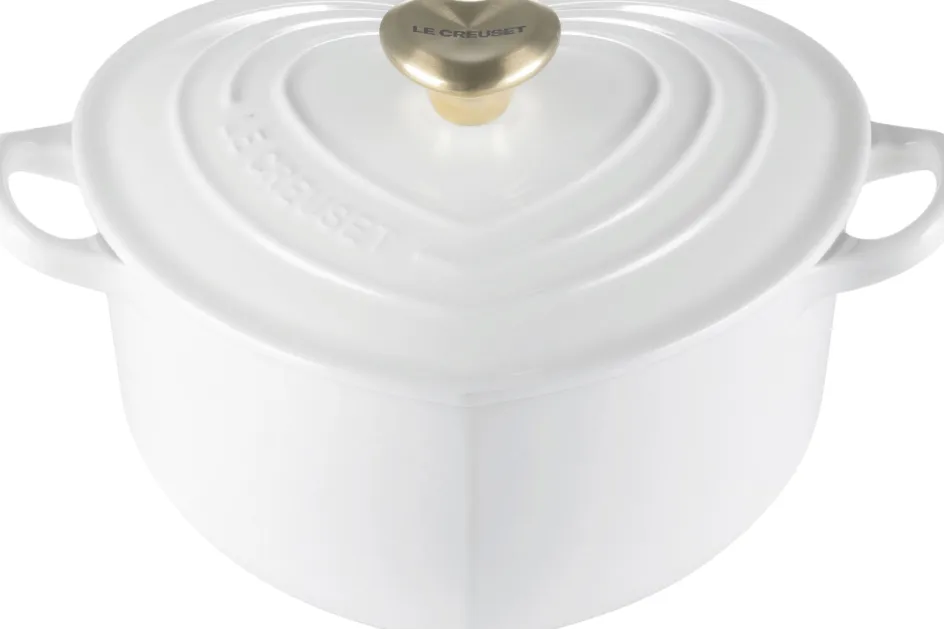 Clearance Le Creuset Heart Signature Støbejernsbuffetgryde m. Hjerteformet Knop 20 cm/1,9 L, White