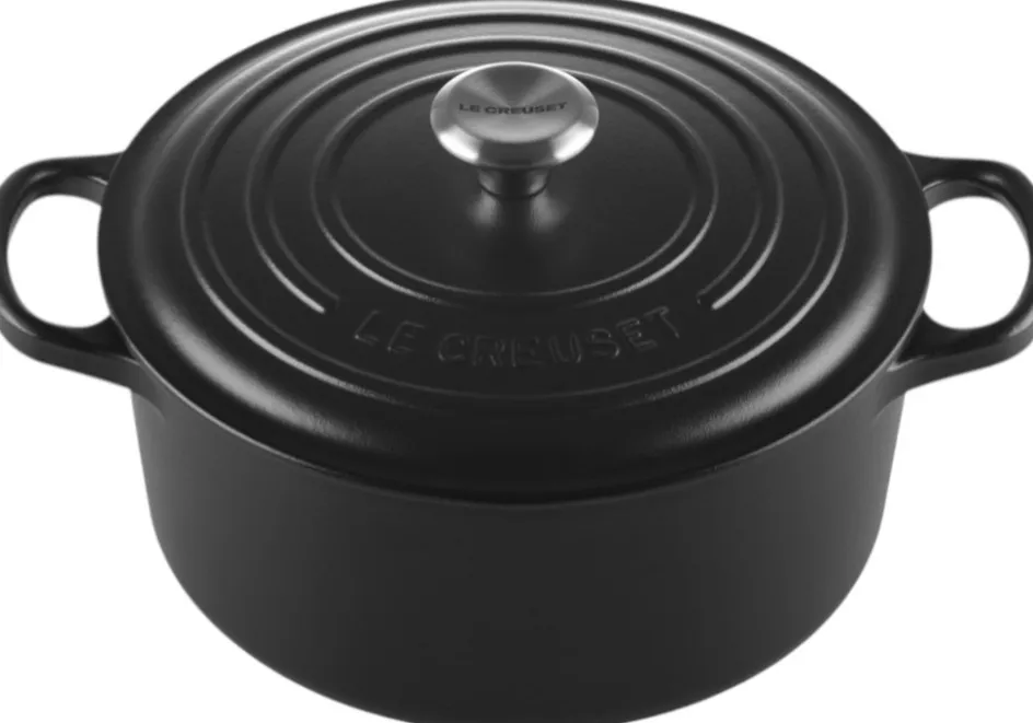 Discount Le Creuset Signature Rund Støbejernsgryde 22 cm/3,3 L, Matte Black