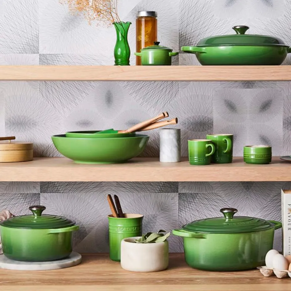 Discount Le Creuset Signature Rund Støbejernsgryde 28 cm/6,7 L, Bamboo Green