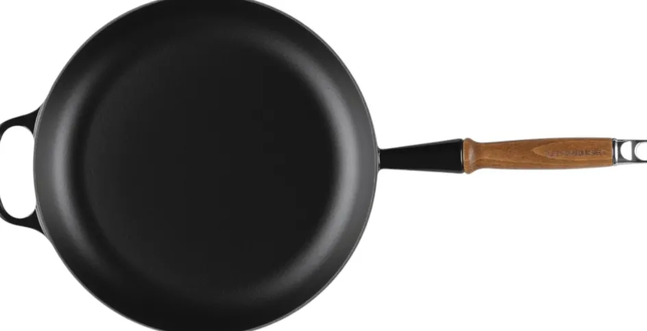 Outlet Le Creuset Signature Støbejernspande m. Træhåndtag 28 cm, Black