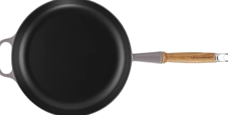 Online Le Creuset Signature Støbejernspande m. Træhåndtag 28 cm, Flint