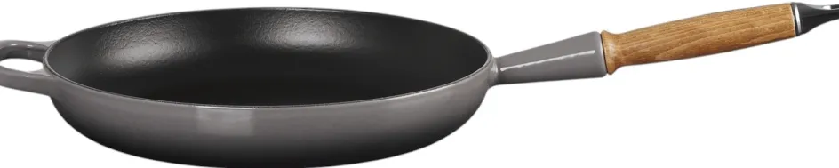 Online Le Creuset Signature Støbejernspande m. Træhåndtag 28 cm, Flint