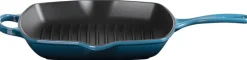 Clearance Le Creuset Signature Støbejernsgrillpande 26 cm, Deep Teal