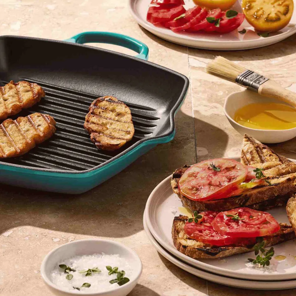 Outlet Le Creuset Signature Støbejernsgrillpande 26 cm, Bleu Riviera