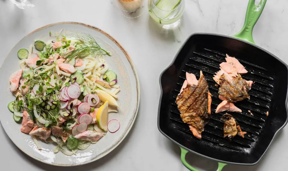 Hot Le Creuset Signature Støbejernsgrillpande 26 cm, Bamboo Green