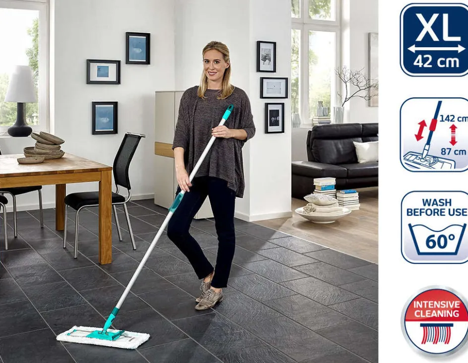 Best Leifheit Profi XL Micro Duo Gulvvasker m. Teleskopskaft, Hvid/Grøn