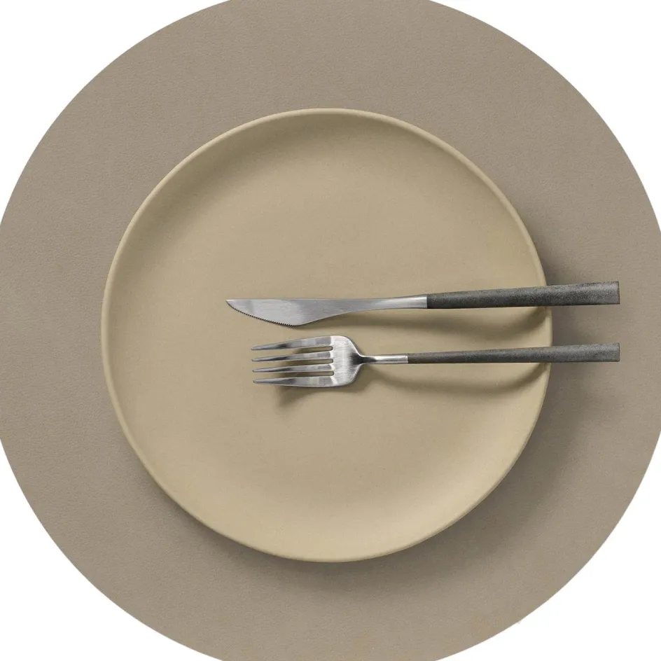Lind DNA Circle Recycled Læder Dækkeserviet Ø38 cm, Nupo Clay Brown