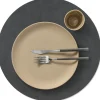Clearance Circle Vendbar Recycled Læder Dækkeserviet 40 cm, Cloud Antracit/Nupo Pastelgrøn Dækkeservietter