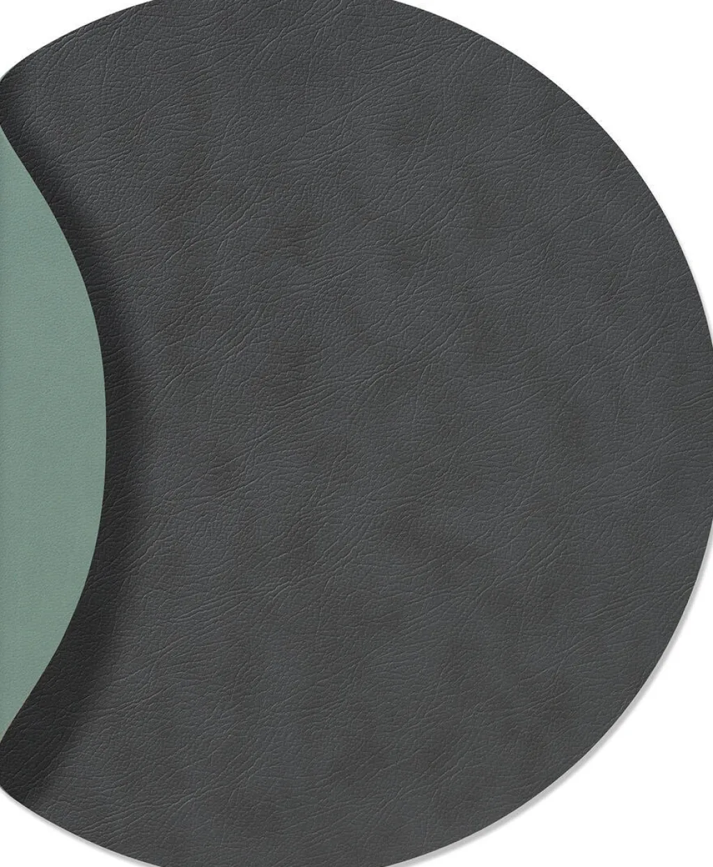 Clearance Circle Vendbar Recycled Læder Dækkeserviet 40 cm, Cloud Antracit/Nupo Pastelgrøn Dækkeservietter