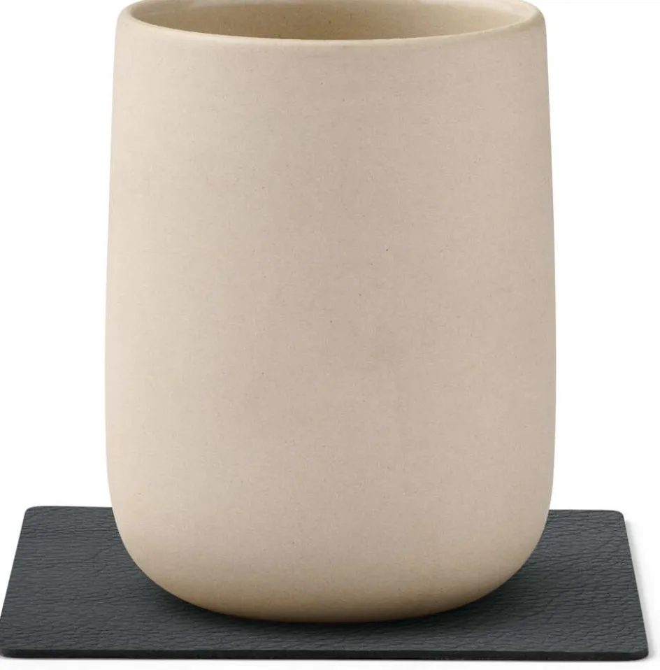Sale Lind DNA Square Recycled Læder Glasbrik 10x10 cm, Serene Antracit