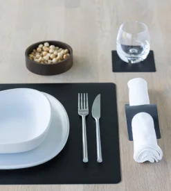 Best Square Recycled Læder Dækkeserviet , Dækkeservietter