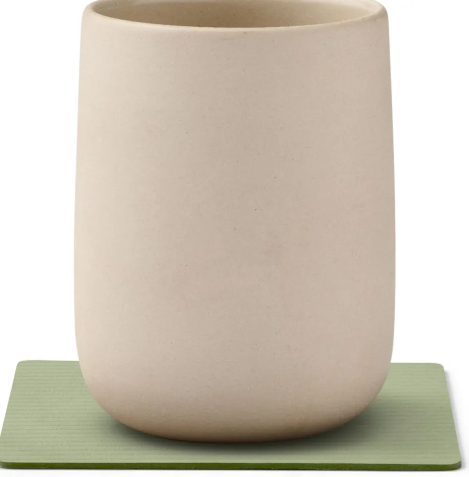 Best Lind DNA Square Recycled Læder Glasbrik 10x10 cm, Corduroy Olive Green