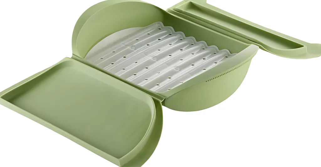 Lékué Madlavning I Mikrobølgeovn > Microwave Dampkoger m. Bakke 27,5x21 cm, Grøn