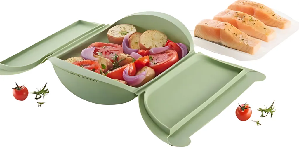 Lékué Madlavning I Mikrobølgeovn > Microwave Dampkoger m. Bakke 27,5x21 cm, Grøn