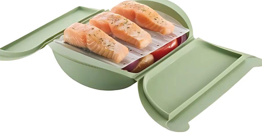 Lékué Madlavning I Mikrobølgeovn > Microwave Dampkoger m. Bakke 27,5x21 cm, Grøn