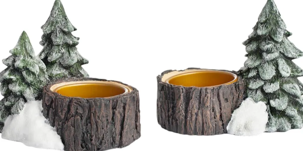 Outlet Lykketrold Familien Grandam Fyrfadsstage 2 stk. H6 cm, Lykkeskoven Julelys|Fyrfadsstager