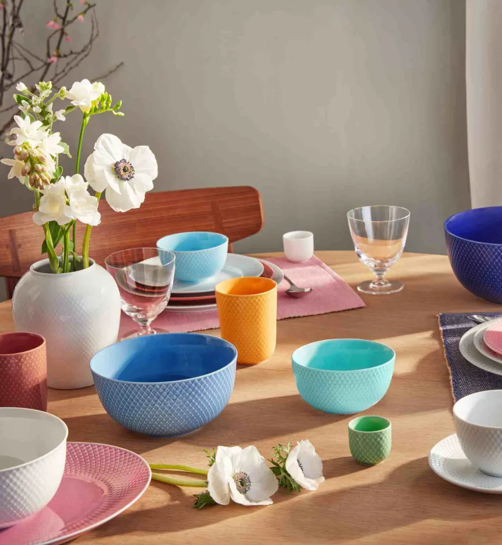 Lyngby Porcelæn Skåle > Rhombe Color Skålesæt 3 stk, Blå/Grøn