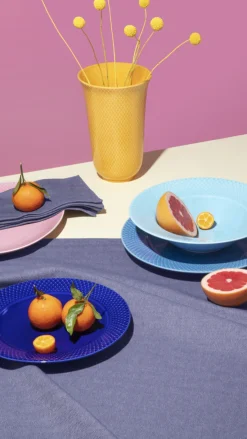 Hot Lyngby Porcelæn Rhombe Color Dyb Tallerken 24,5 cm, Turkis