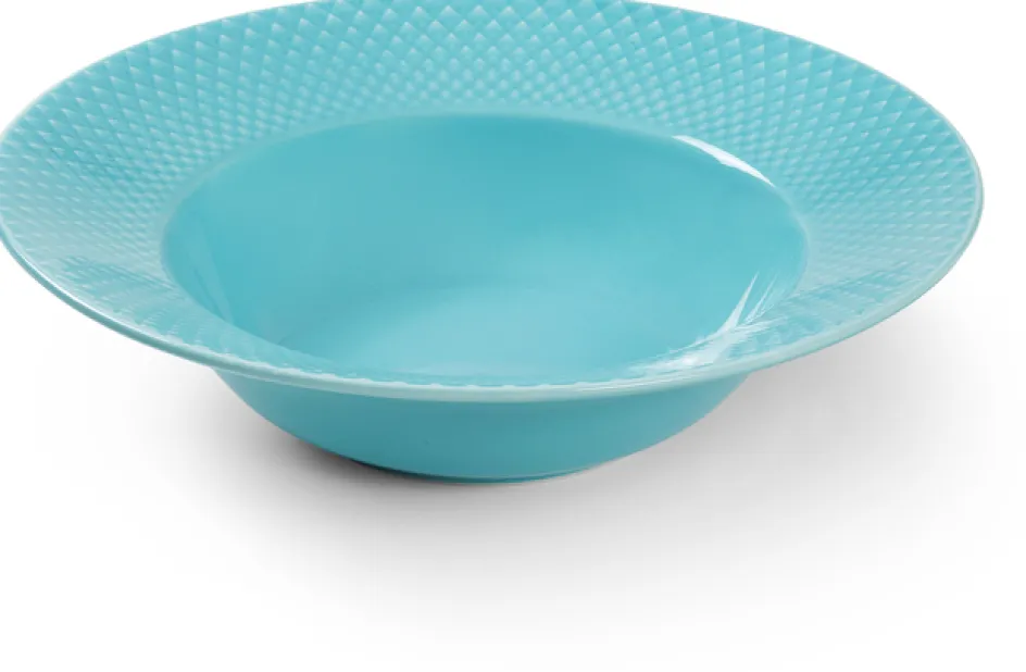 Hot Lyngby Porcelæn Rhombe Color Dyb Tallerken 24,5 cm, Turkis