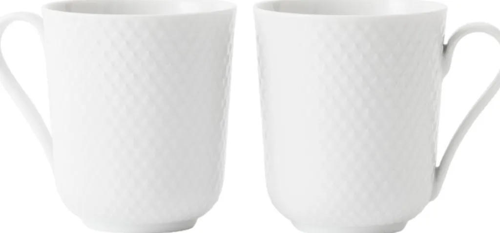 Lyngby Porcelæn Krus > Rhombe Krus 2 stk. 33 cl, Hvid