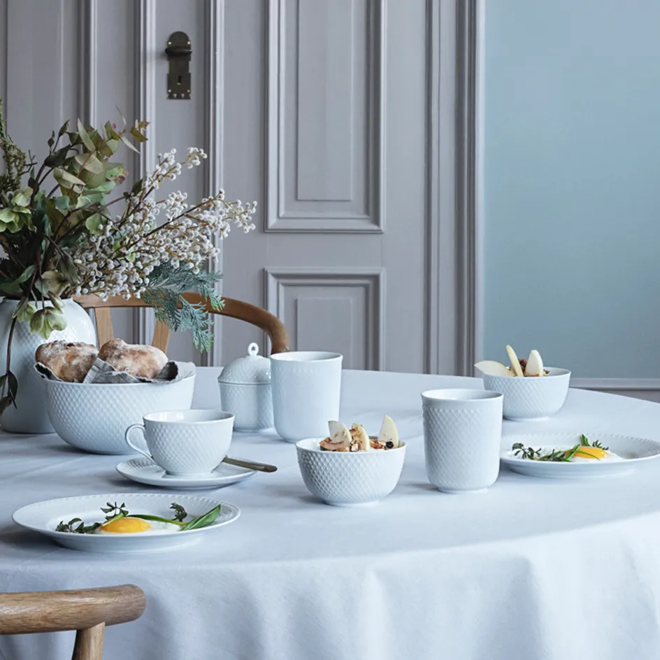 Best Lyngby Porcelæn Rhombe Serveringsskål , Hvid