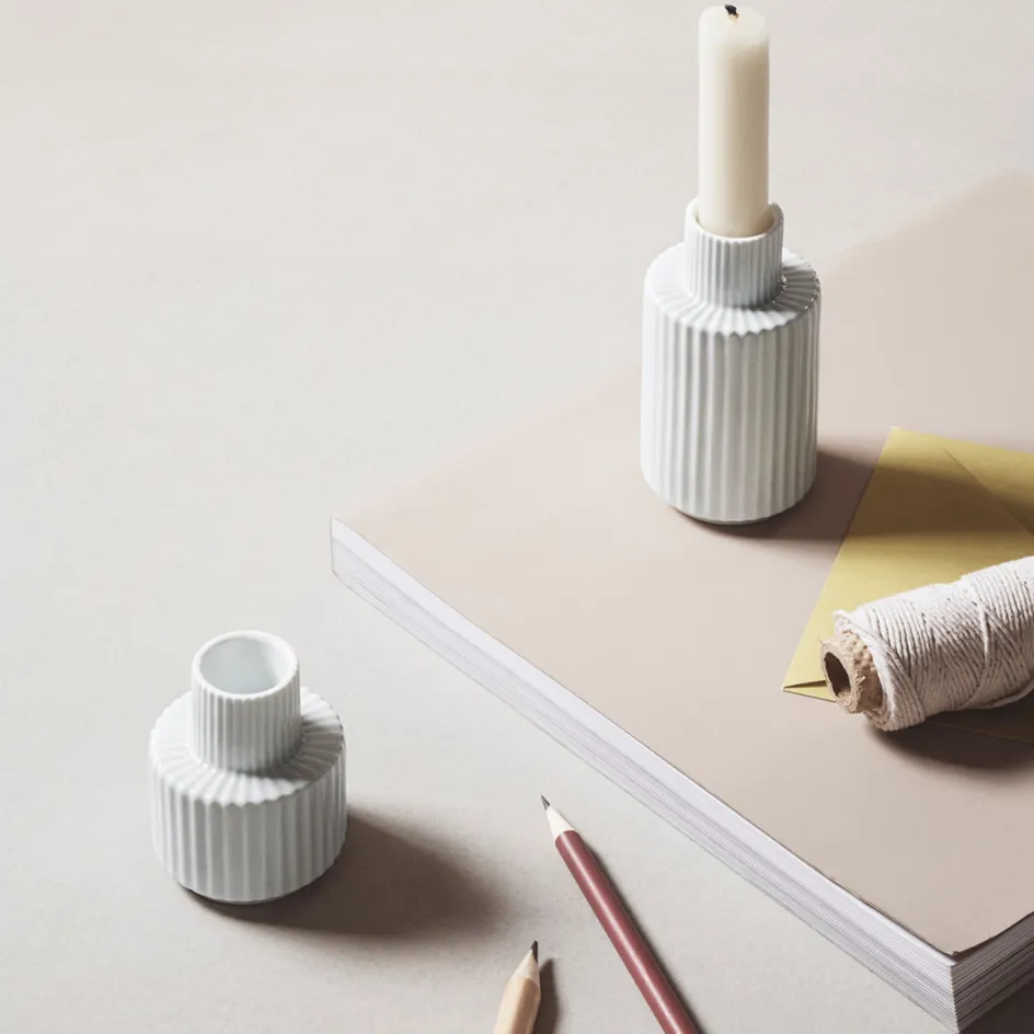 Hot Lyngby Porcelæn Lysestage H, Hvid