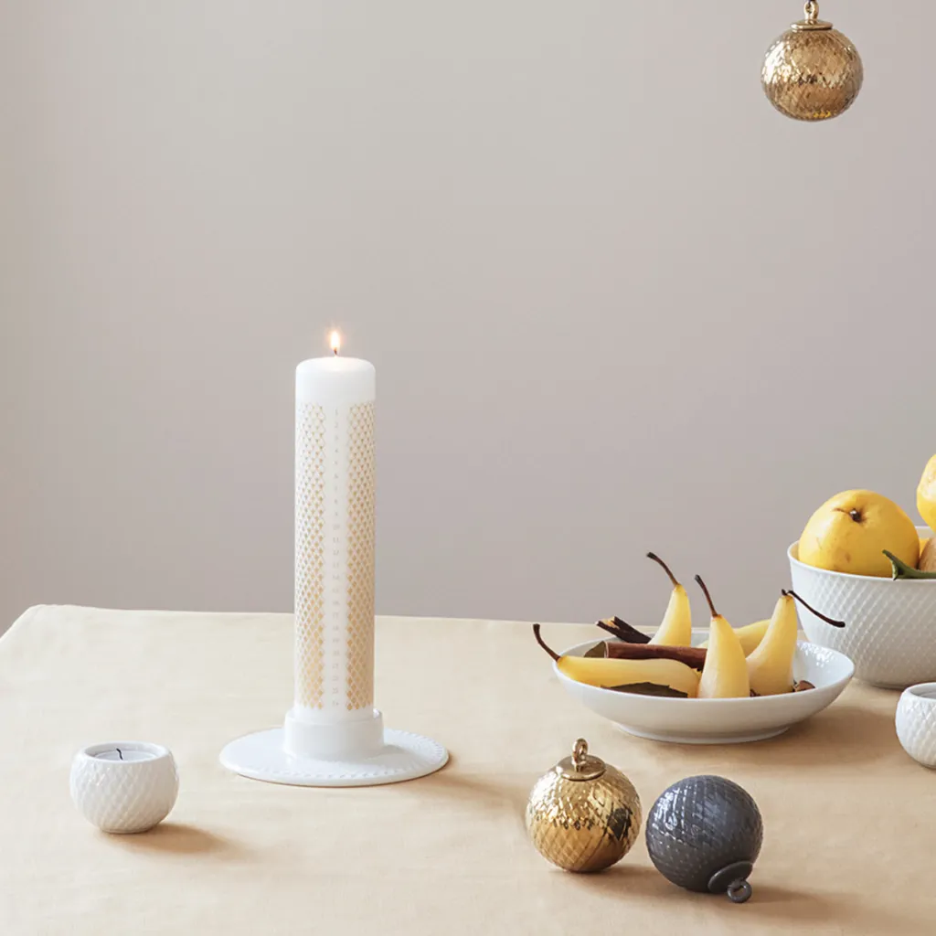 Lyngby Porcelæn Bloklysestager > Rhombe Bloklysestage H3 cm, Hvid
