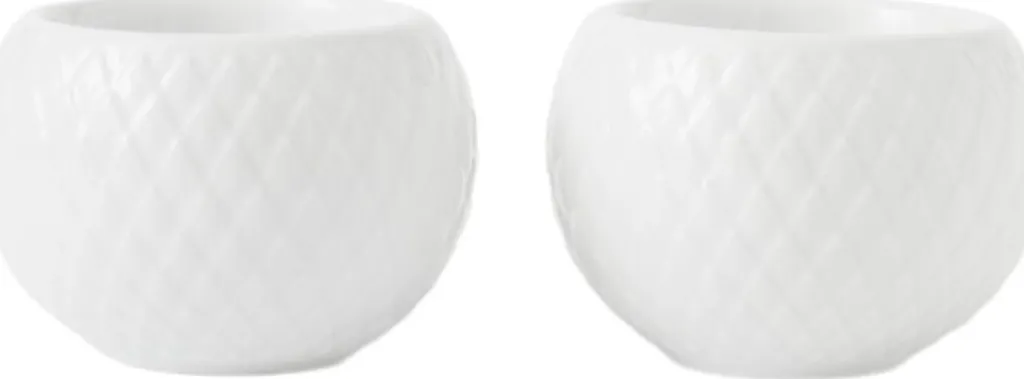 Lyngby Porcelæn Fyrfadsstager > Rhombe Fyrfadsstage 2 stk. H4,6 cm, Hvid