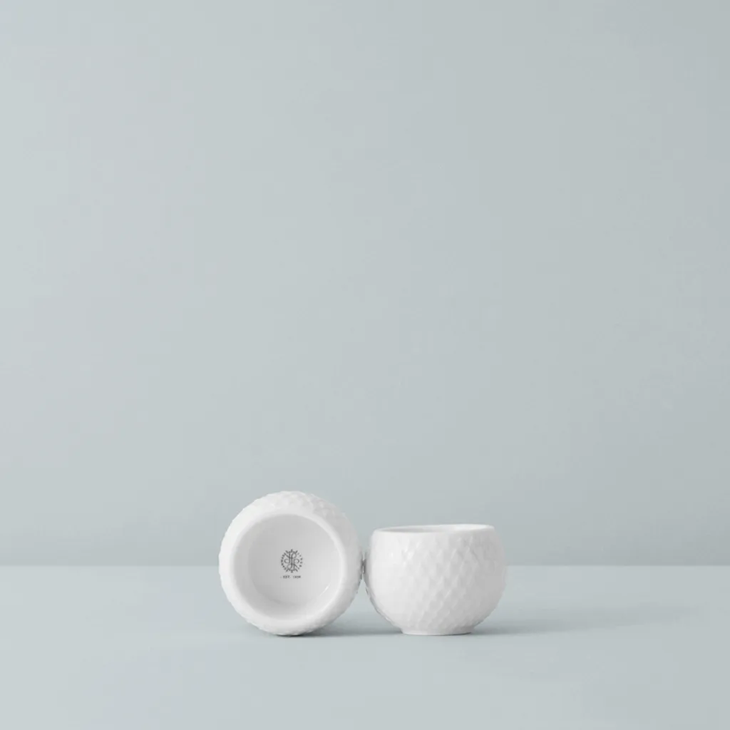 Lyngby Porcelæn Fyrfadsstager > Rhombe Fyrfadsstage 2 stk. H4,6 cm, Hvid