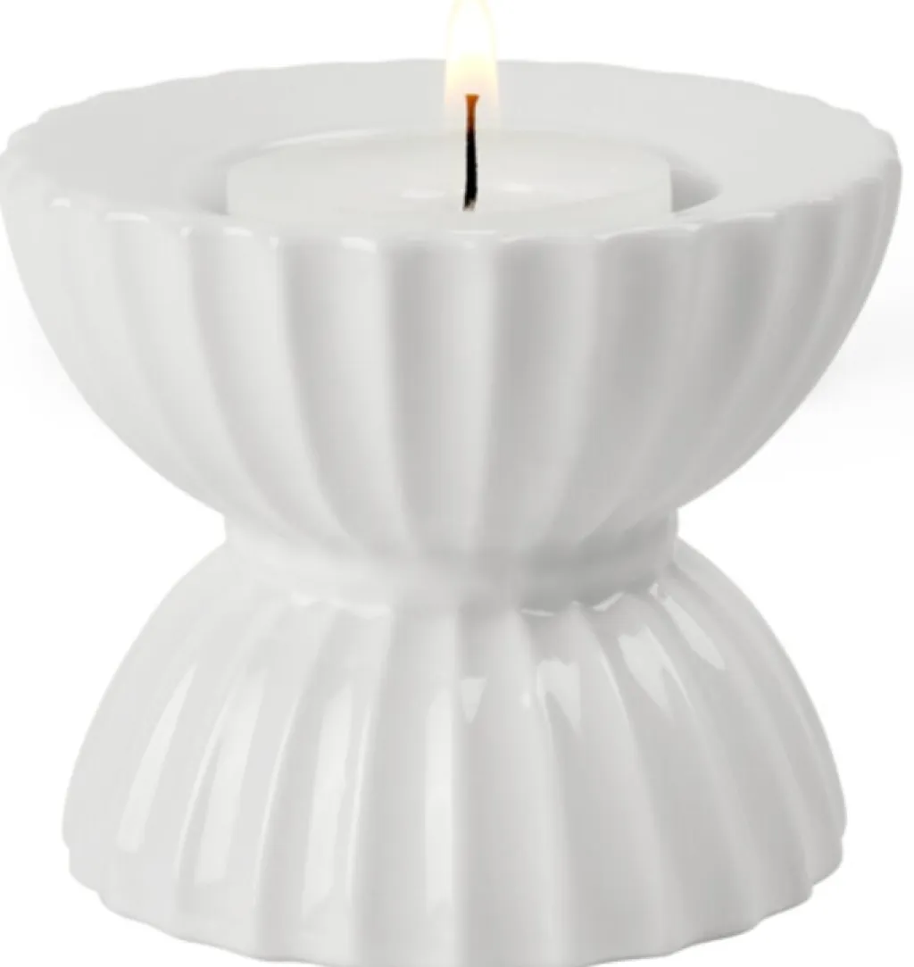 Lyngby Porcelæn Fyrfadsstager > Tura Fyrfadsstage H6,5 cm, Hvid