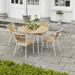 Clearance Havemøbelsæt m. Magnolia Bord 110 cm og 4 Marguerit Stole, Havemøbler|Uderum