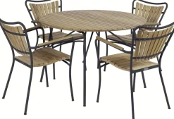 Mandalay Havemøbelsæt m. Magnolia Bord 110 cm og 4 Marguerit Stole, Teak/Antracit
