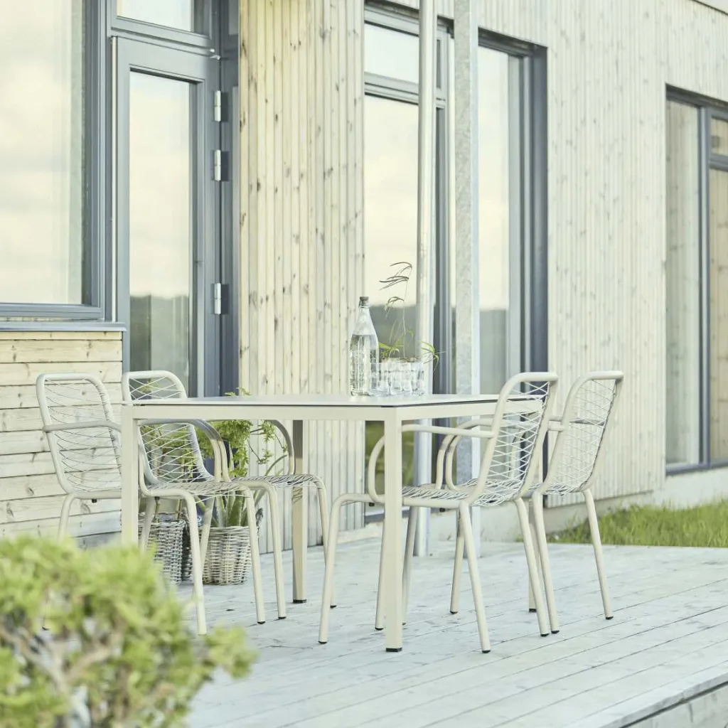Discount Havemøbelsæt m. Terra Bord 132 cm og 4 Ivy Wire Stole, Taupe Havemøbler|Uderum