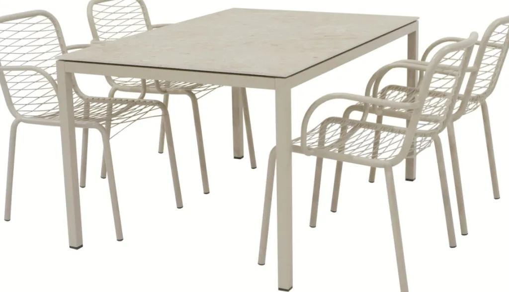 Discount Havemøbelsæt m. Terra Bord 132 cm og 4 Ivy Wire Stole, Taupe Havemøbler|Uderum