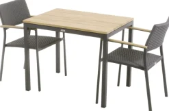 Mandalay Havemøbler|Uderum > Havemøbelsæt m. Toscana Bord 65 cm og 2 Siena Stole, Teak/Antracit