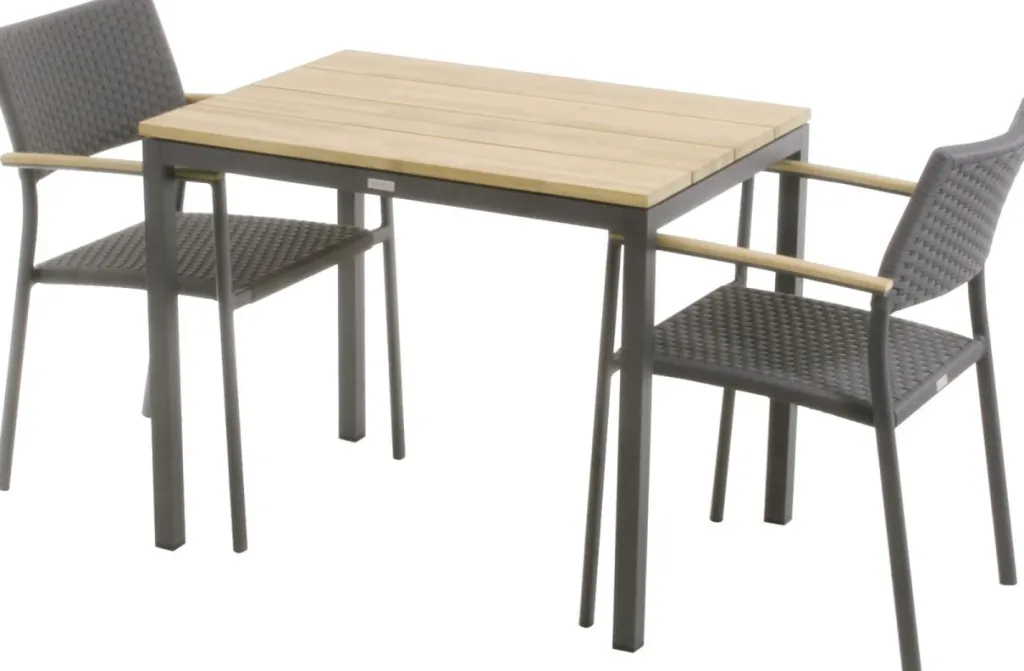 Mandalay Havemøbler|Uderum > Havemøbelsæt m. Toscana Bord 65 cm og 2 Siena Stole, Teak/Antracit