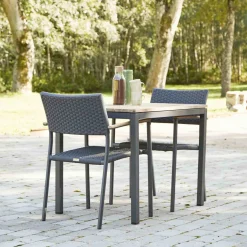 Mandalay Havemøbler|Uderum > Havemøbelsæt m. Toscana Bord 65 cm og 2 Siena Stole, Teak/Antracit